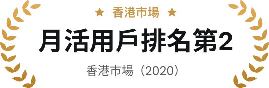 香港市場月活用戶排名第2